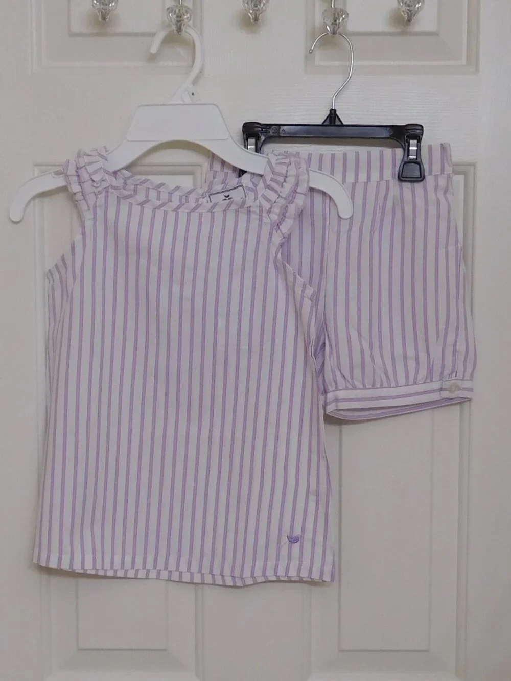 NWT 2pc Petite Plume Lavender White Stripe Top & Shorts Pajamas sz 5